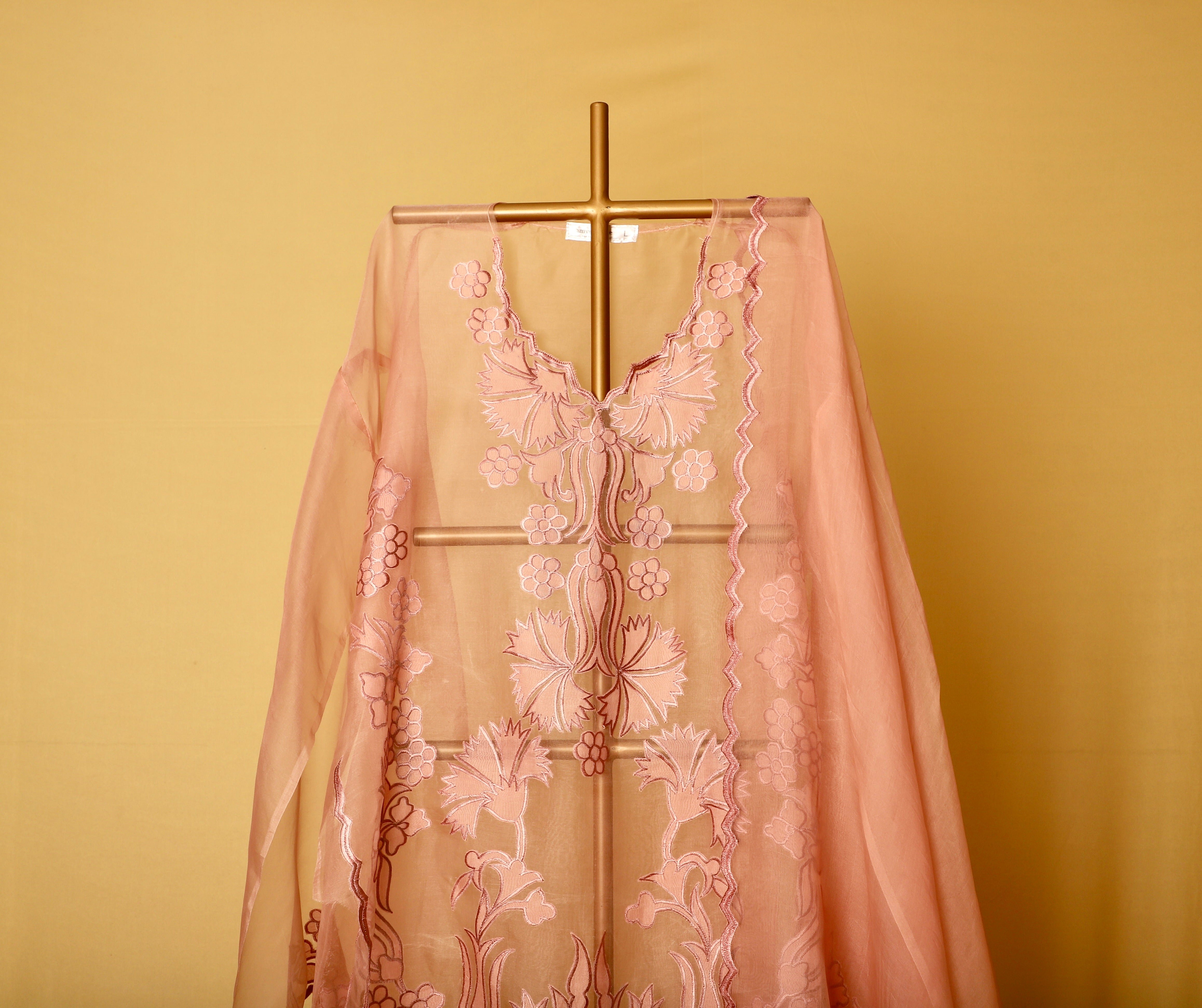 Blush Pink Floral Applique Suit Set