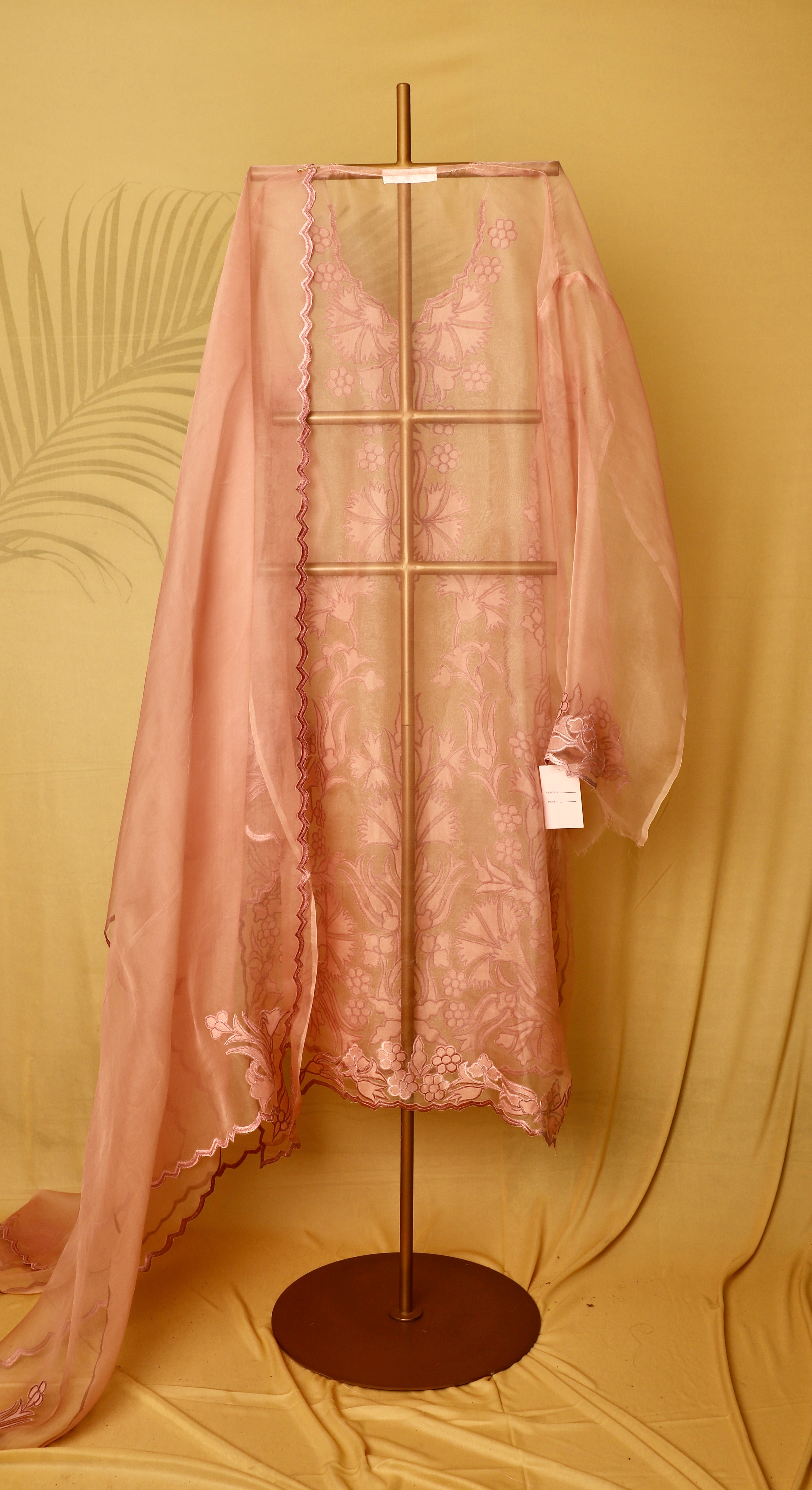 Blush Pink Floral Applique Suit Set