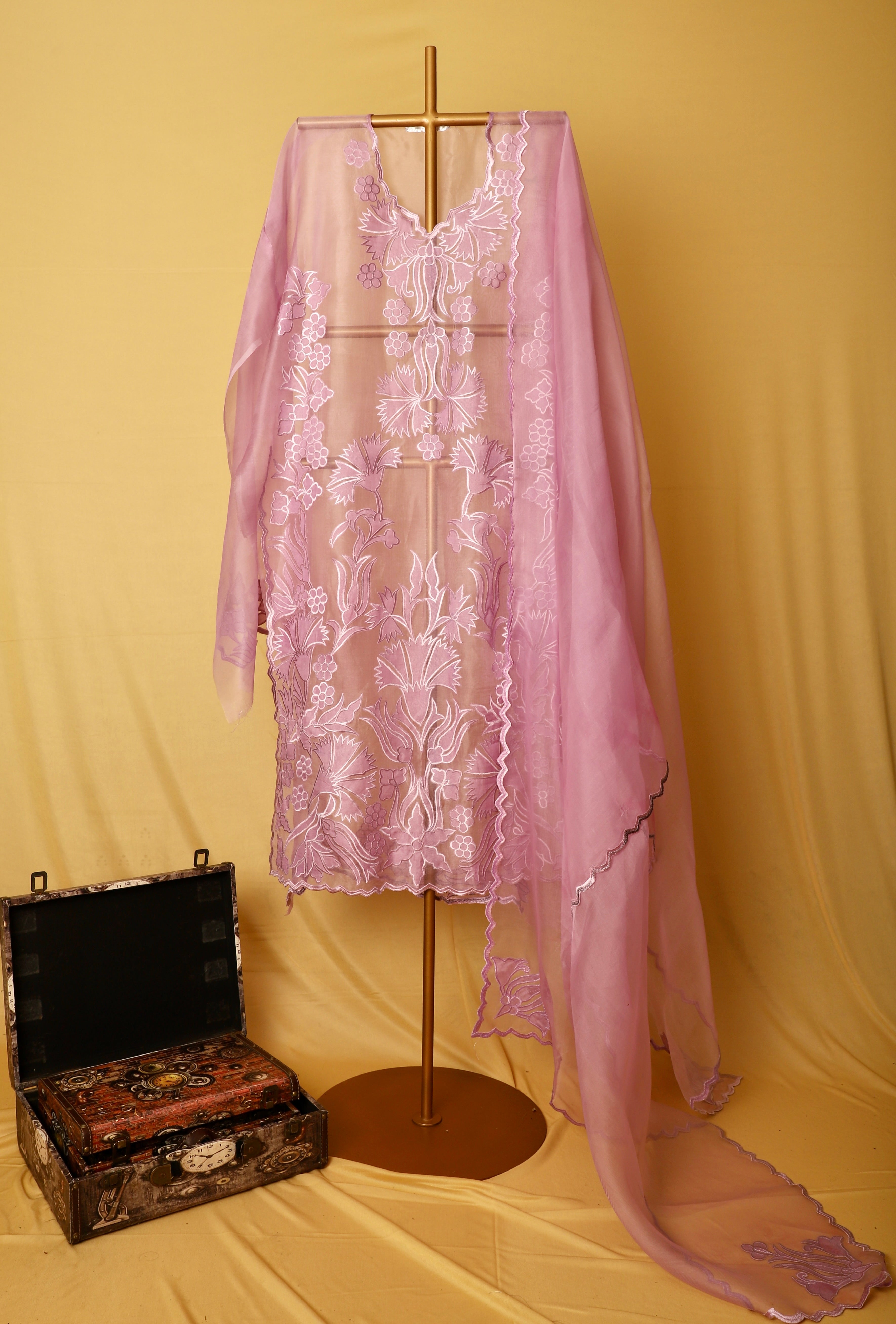 Lavender Floral Applique Suit Set