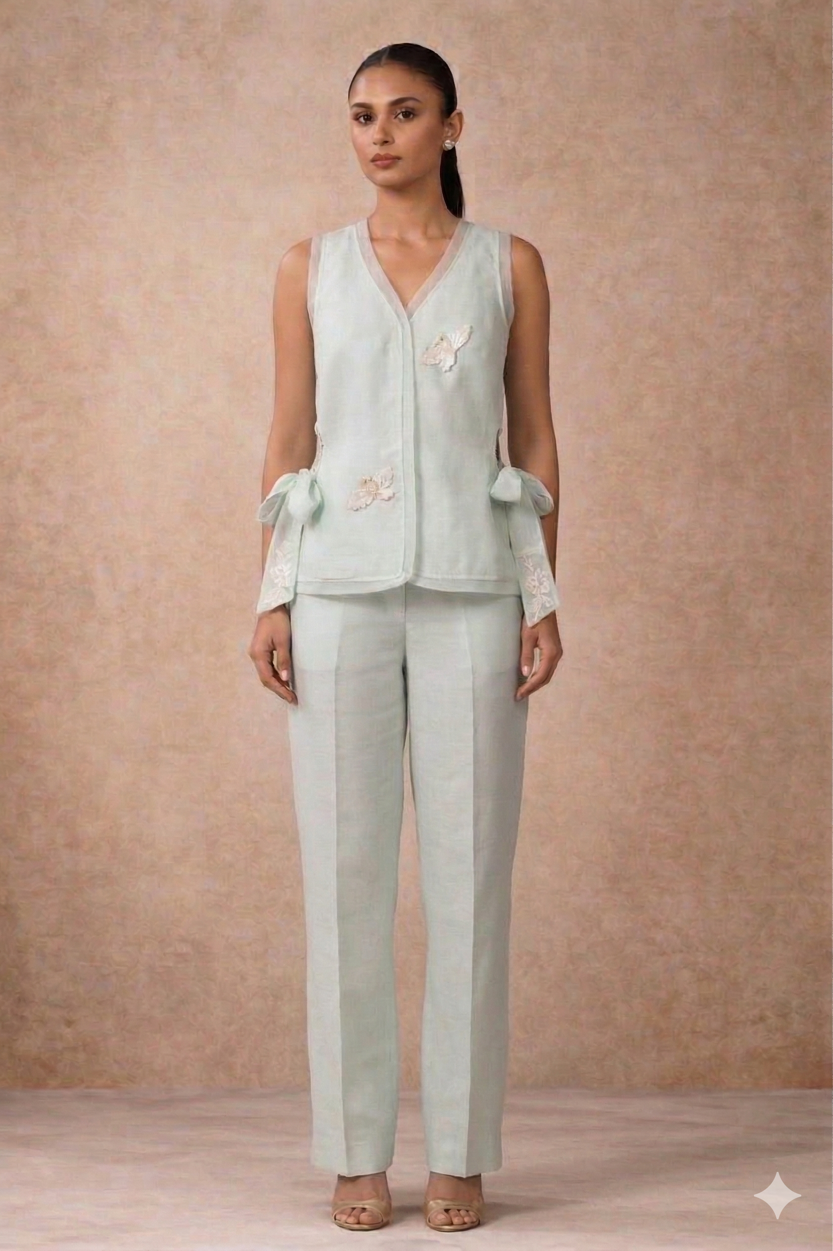 Ice Blue Swan Chanderi Co-ord Set