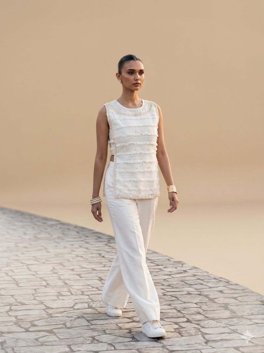 Ivory Pearl Chanderi Co-ord Set