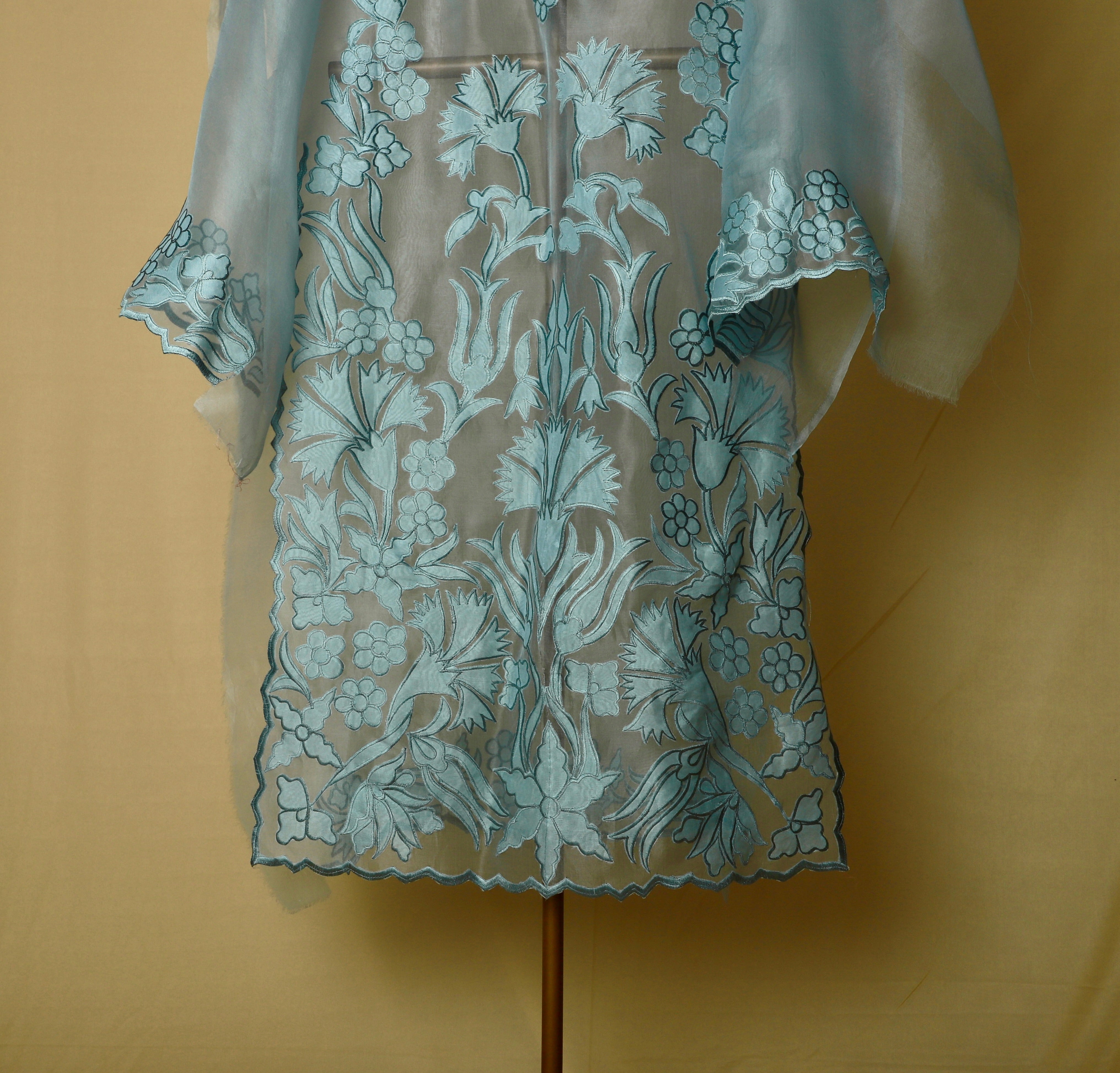 Aqua Organza Appliqué Suit Set